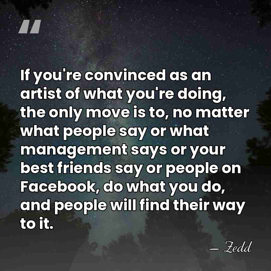 If you're convinced as an artist of what you're doing, the only&hellip; - Zedd