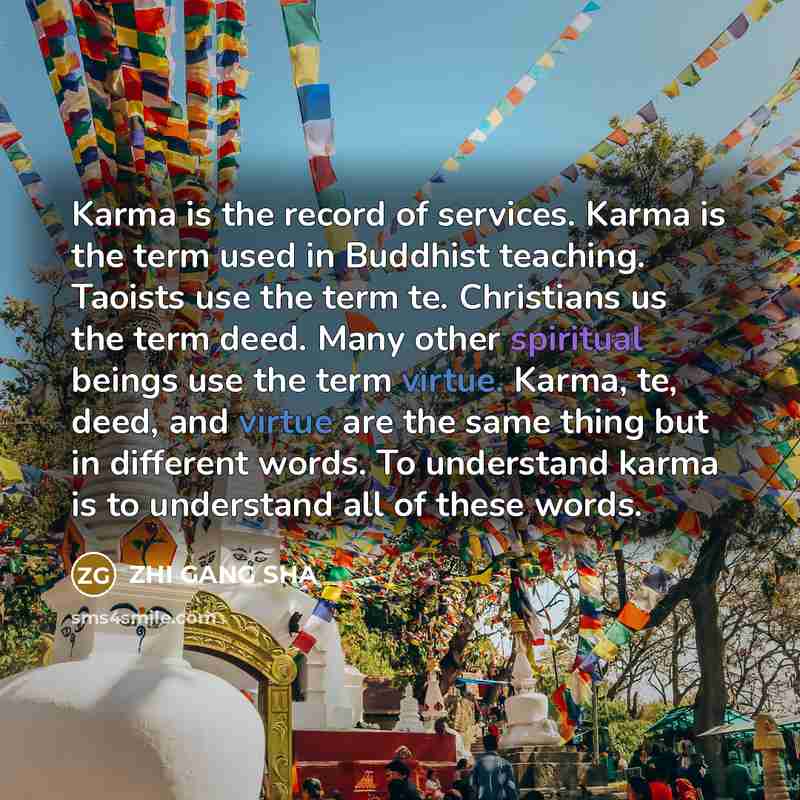 “Karma is the record of services. Karma is the term…” quote by Zhi Gang Sha