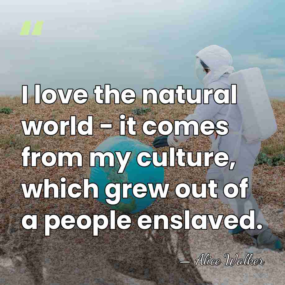 I love the natural world - it comes from my culture, which&hellip; - Alice Walker