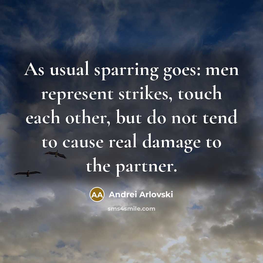 “As usual sparring goes: men represent strikes, touch each other,…” quote by Andrei Arlovski