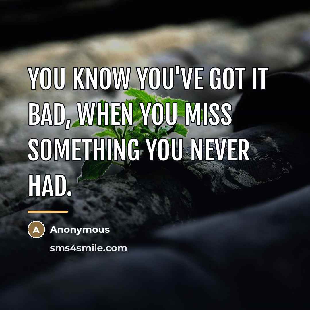 “You know you've got it bad, when you miss something…” quote by Anonymous