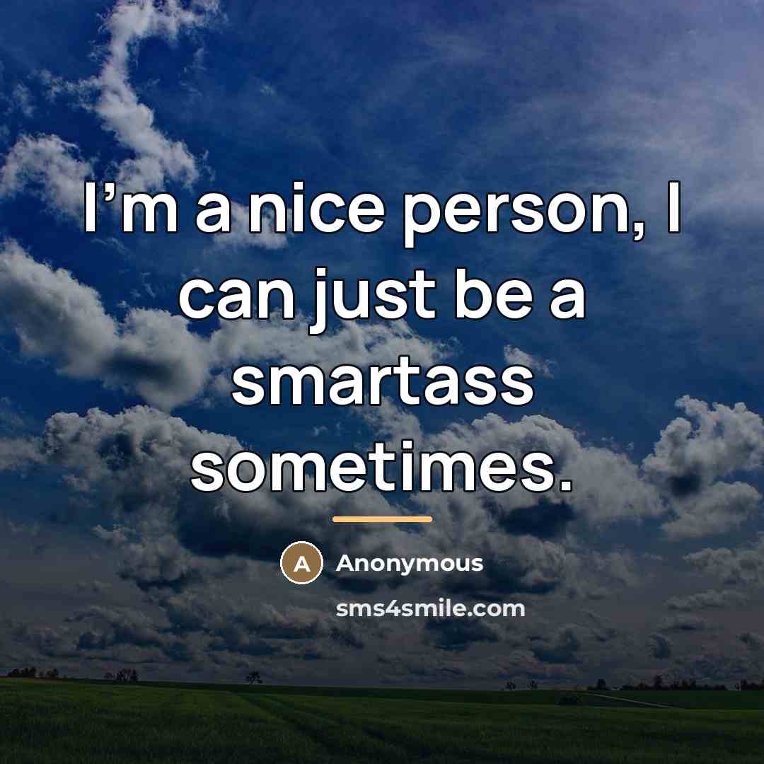 “I'm a nice person, I can just be a smartass…” quote by Anonymous
