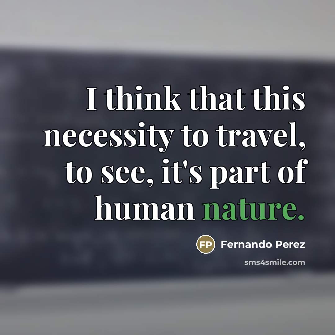 “I think that this necessity to travel, to see, it's…” quote by Fernando Perez