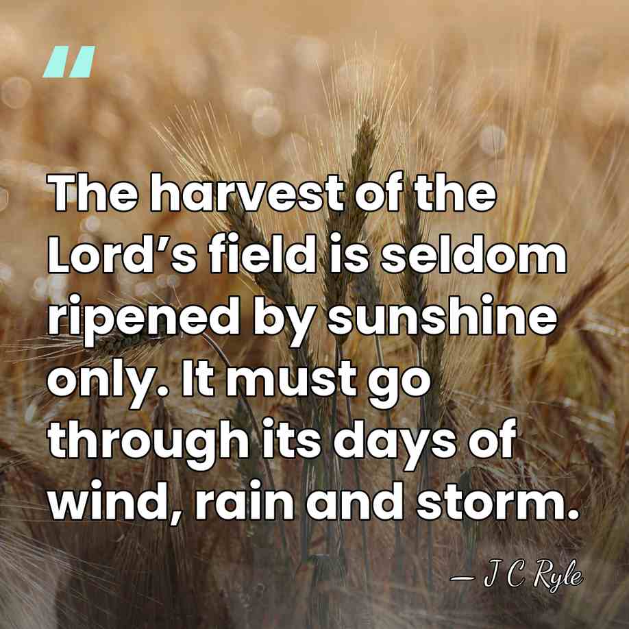The harvest of the Lord’s field is seldom ripened by sunshine only.&hellip; - J C Ryle