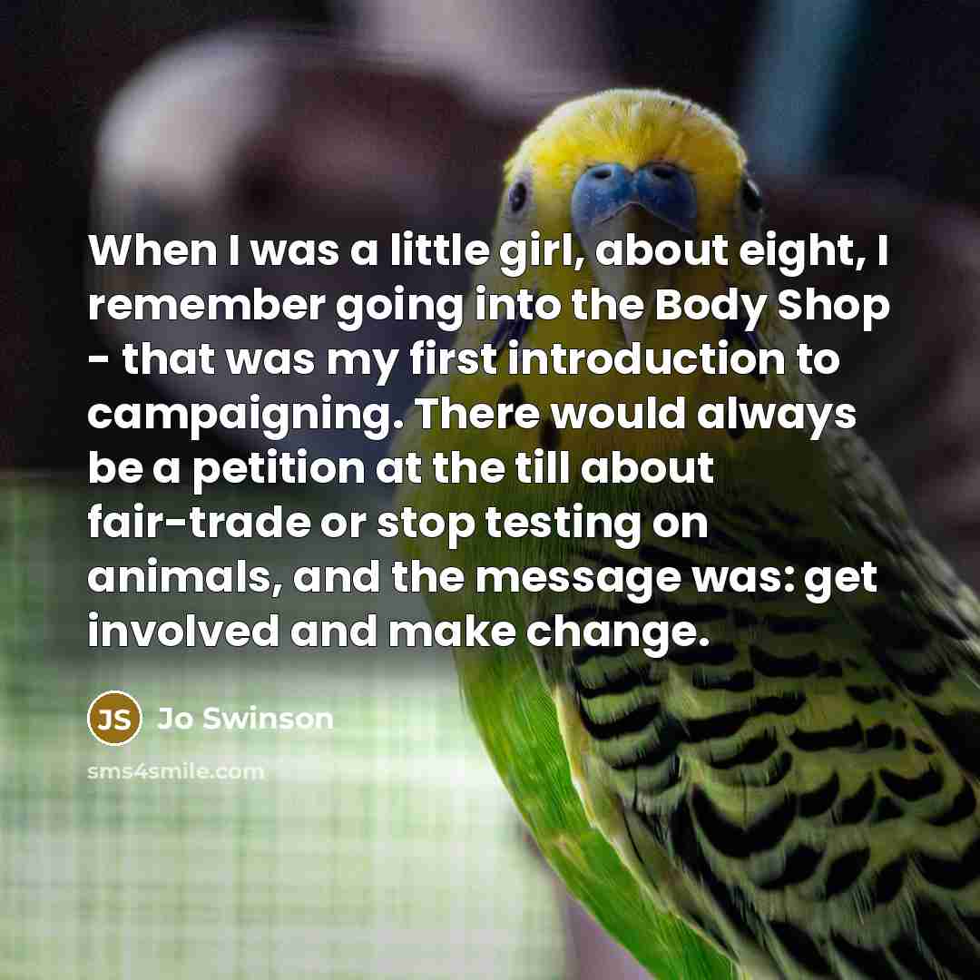 “When I was a little girl, about eight, I remember…” quote by Jo Swinson