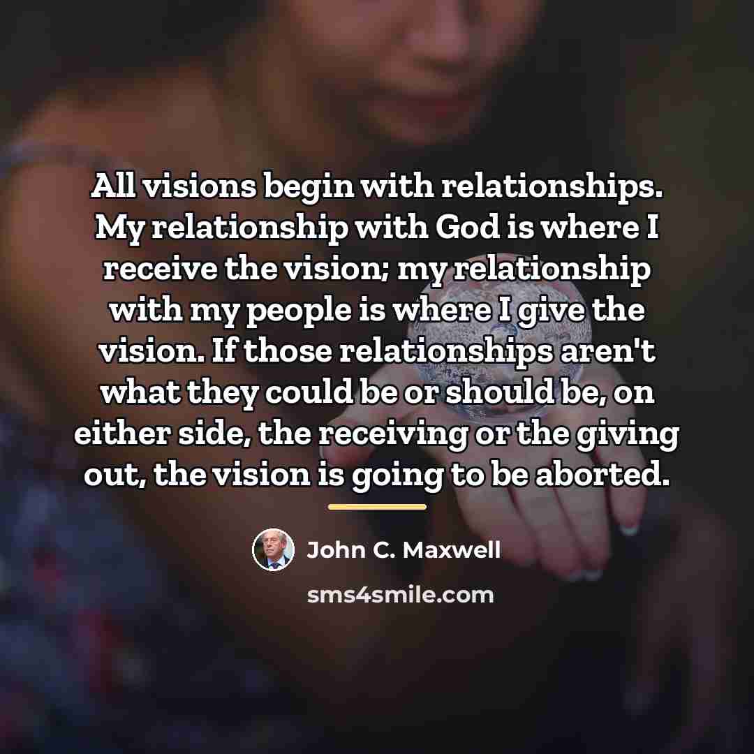 “All visions begin with relationships. My relationship with God is…” quote by John C. Maxwell