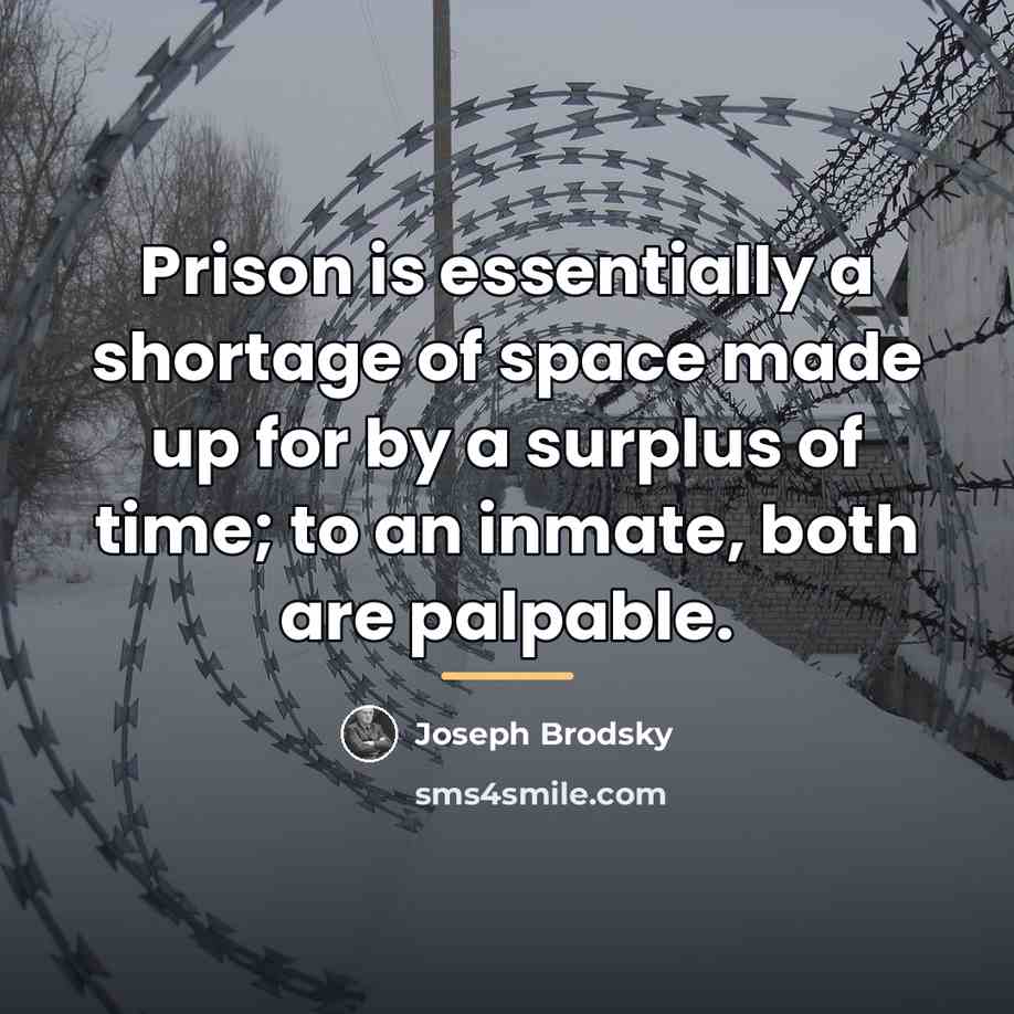 “Prison is essentially a shortage of space made up for…” quote by Joseph Brodsky