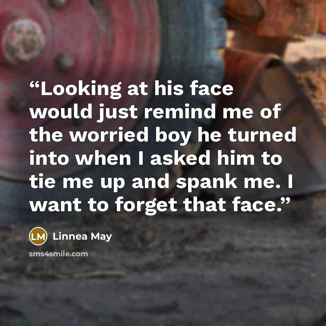 “Looking at his face would just remind me of the worried boy he turned into when I asked him to tie me up and spank me. I want to forget that face.” quote by Linnea May