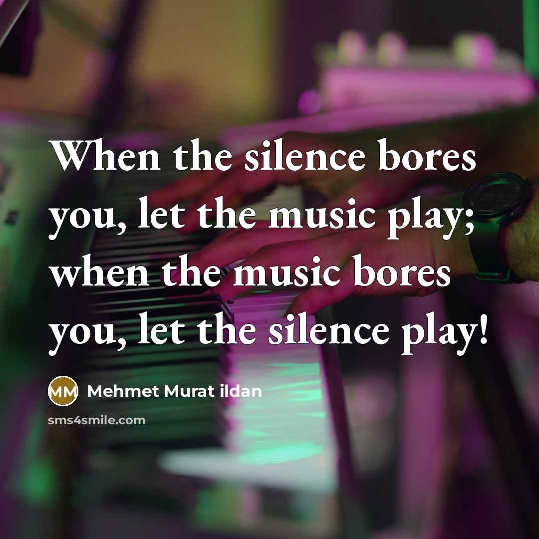 “When the silence bores you, let the music play; when…” quote by Mehmet Murat Ildan