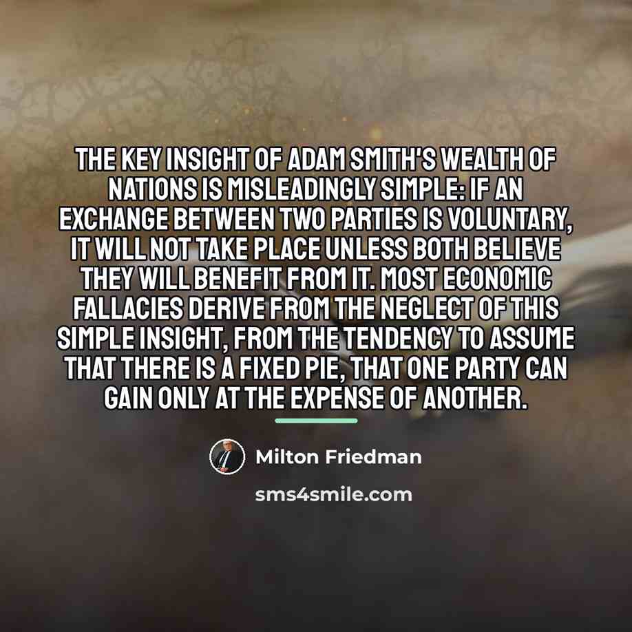 “The key insight of Adam Smith's Wealth of Nations is…” quote by Milton Friedman