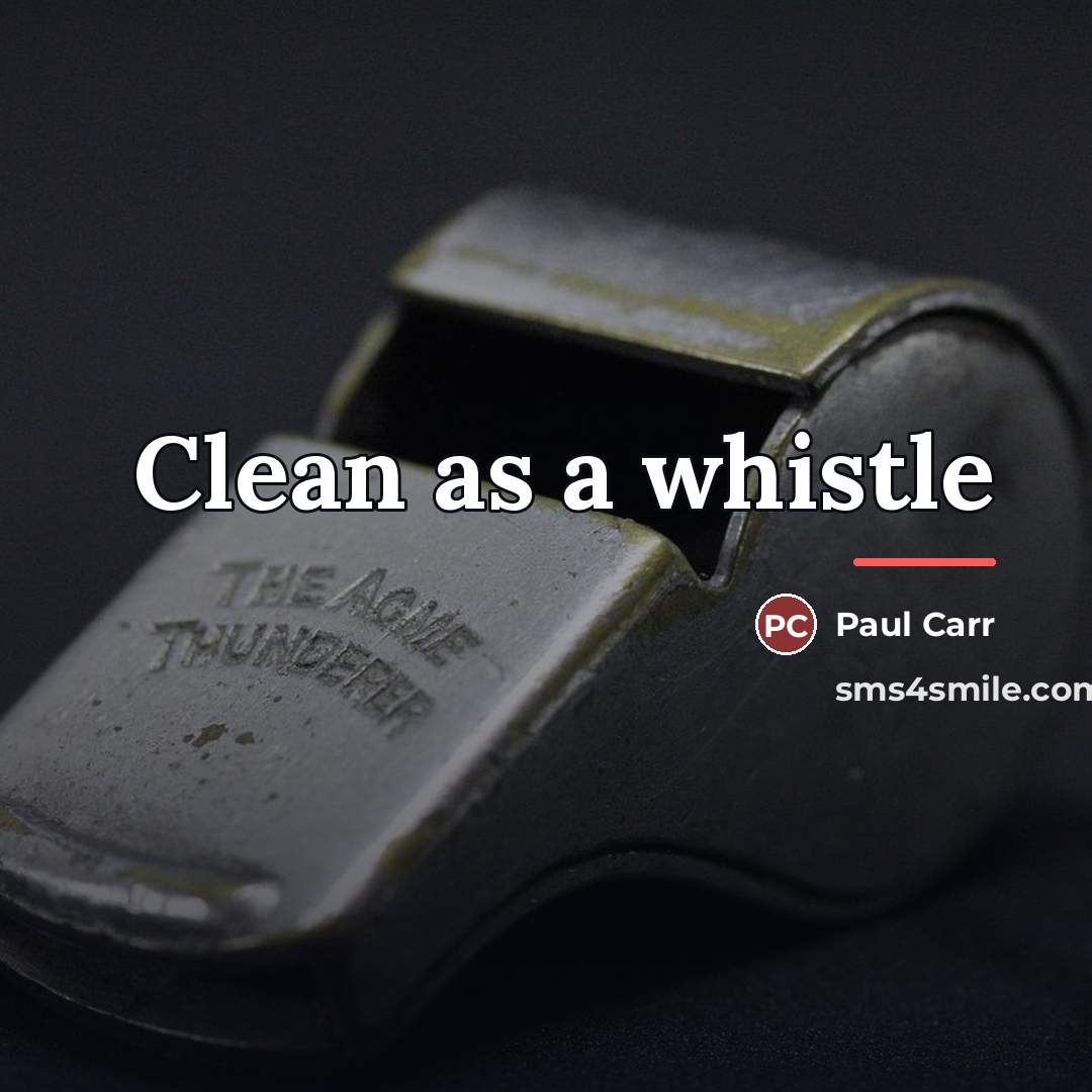 “Clean as a whistle…” quote by Paul Carr
