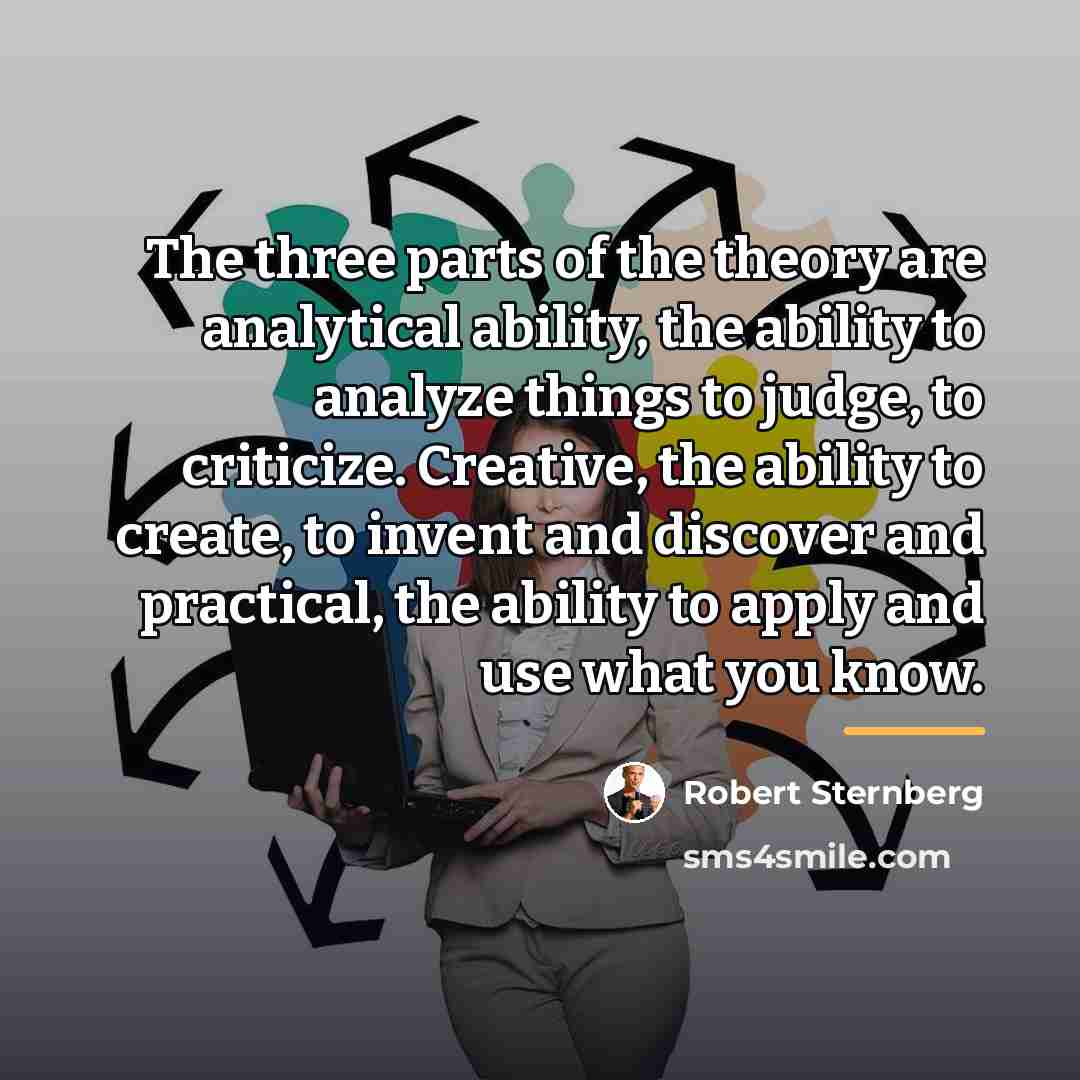 “The three parts of the theory are analytical ability, the…” quote by Robert Sternberg