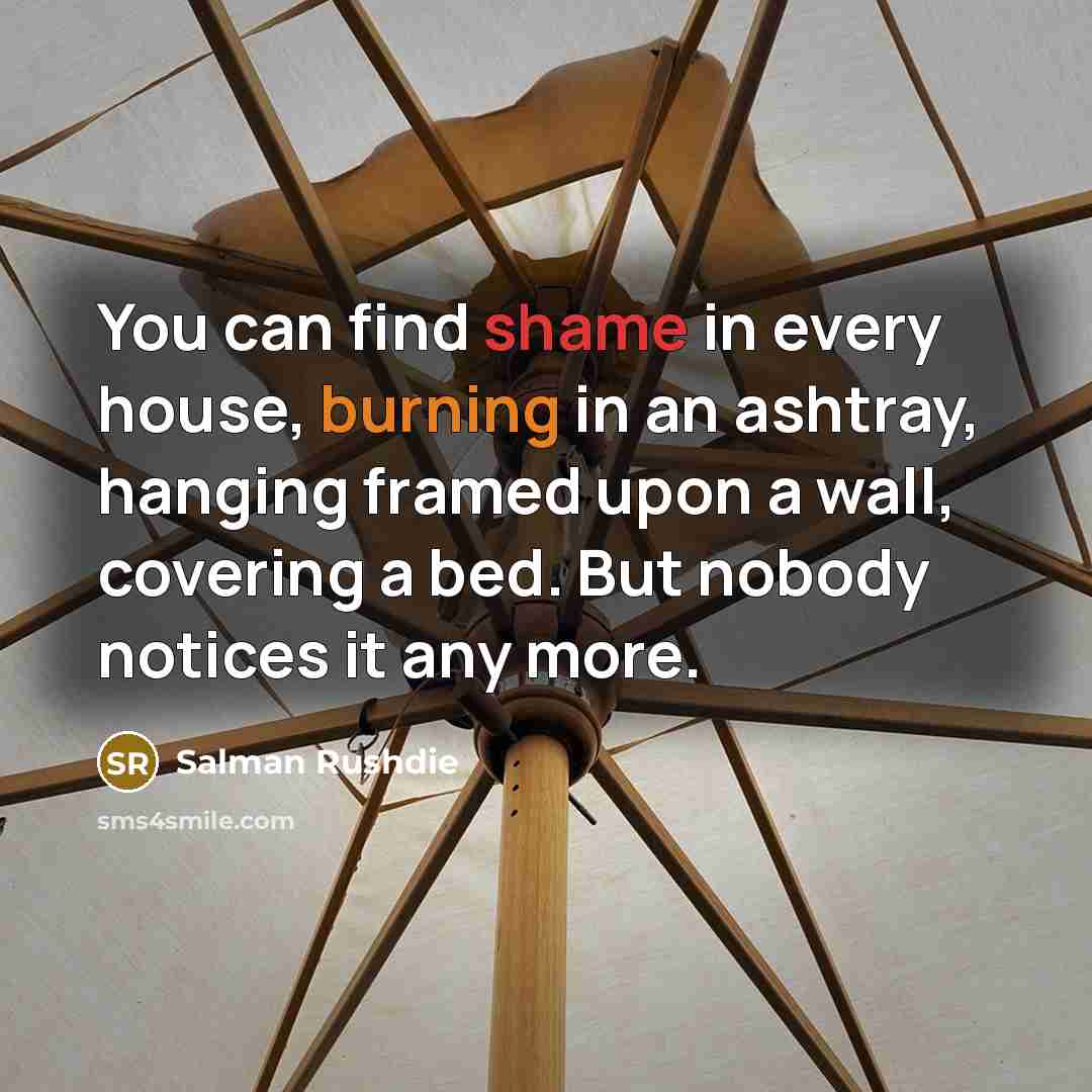 “You can find shame in every house, burning in an…” quote by Salman Rushdie