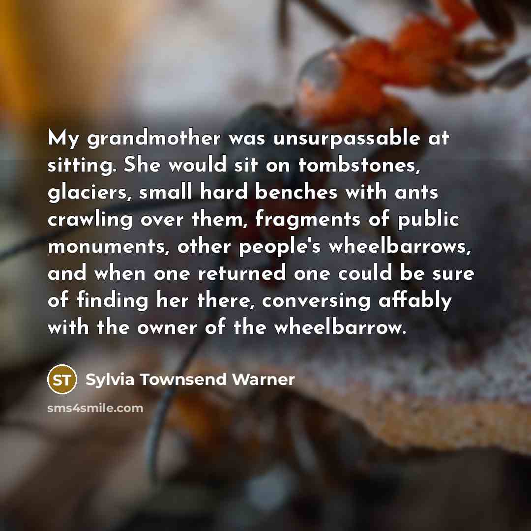 “My grandmother was unsurpassable at sitting. She would sit on…” quote by Sylvia Townsend Warner