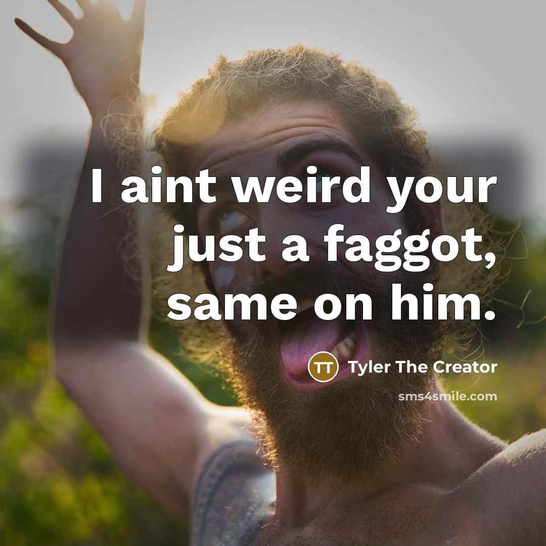“I aint weird your just a faggot, same on him.…” quote by Tyler The Creator