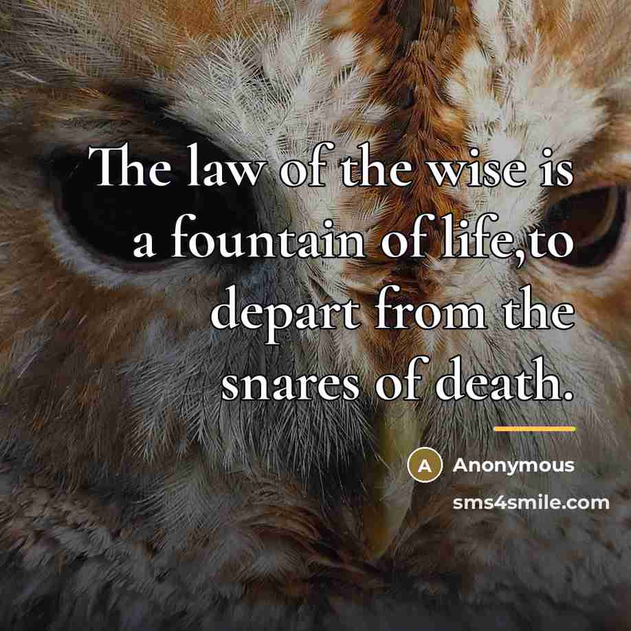 “The law of the wise is a fountain of life,to…” quote by Proverbs 13:14