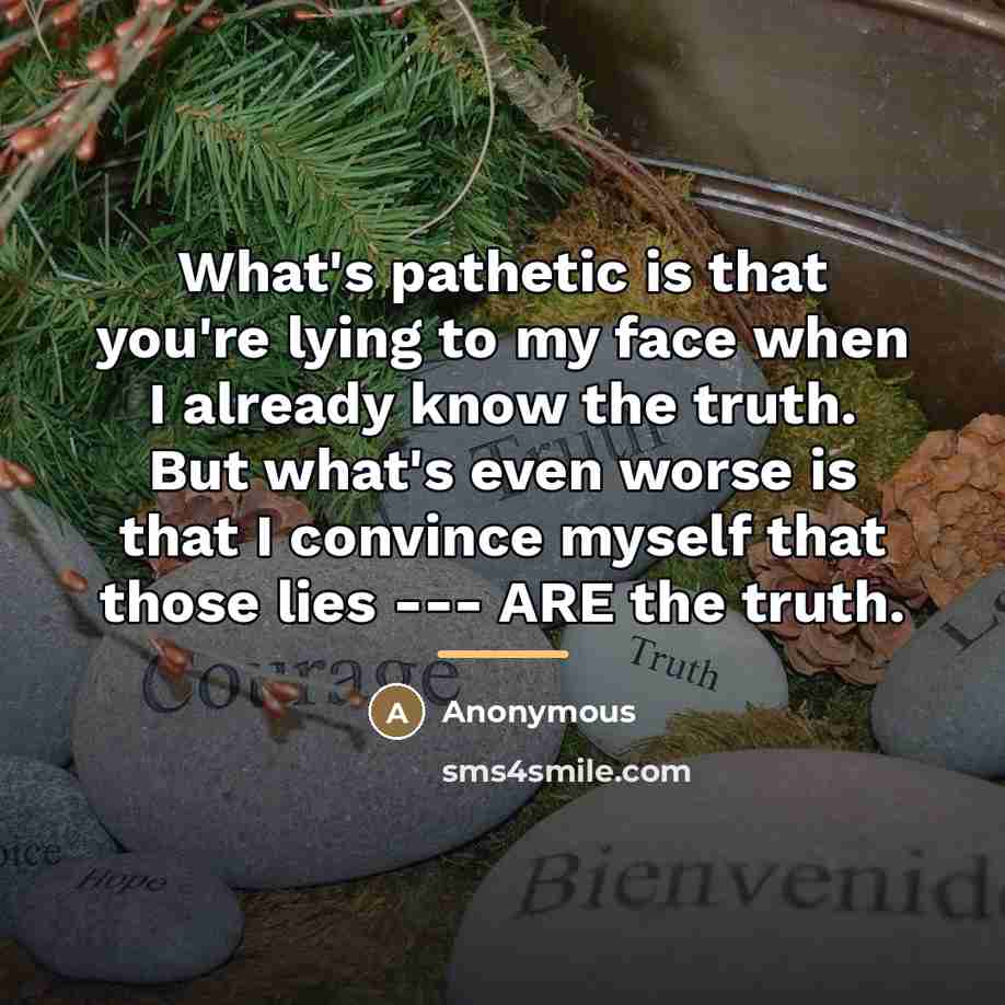 “What's pathetic is that you're lying to my face when…” quote by Anonymous