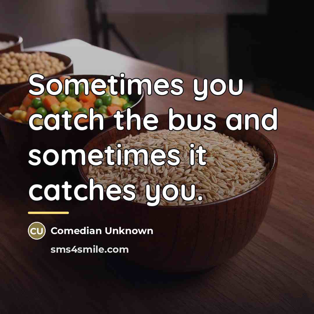 “Sometimes you catch the bus and sometimes it catches you.…” quote by Comedian