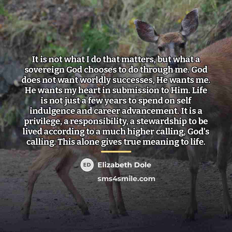 “It is not what I do that matters, but what…” quote by Elizabeth Dole