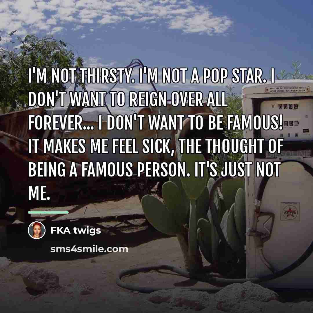 “I'm not thirsty. I'm not a pop star. I don't…” quote by FKA twigs