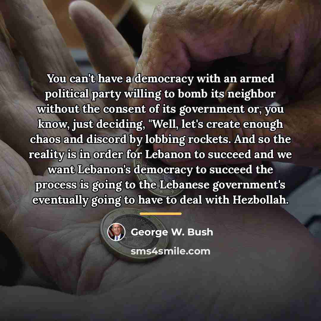 “You can't have a democracy with an armed political party…” quote by George W. Bush