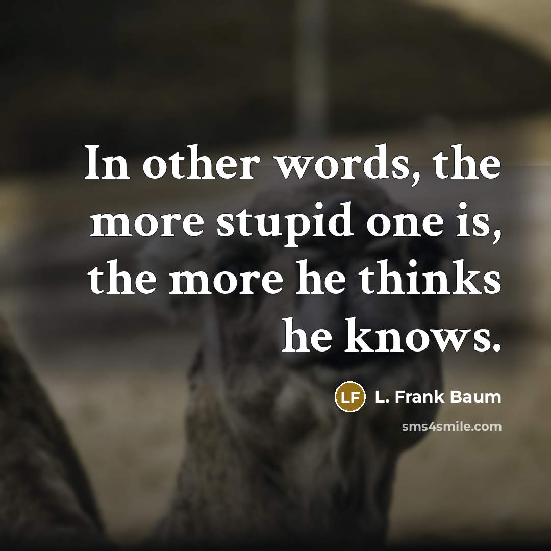 “In other words, the more stupid one is, the more…” quote by L. Frank Baum