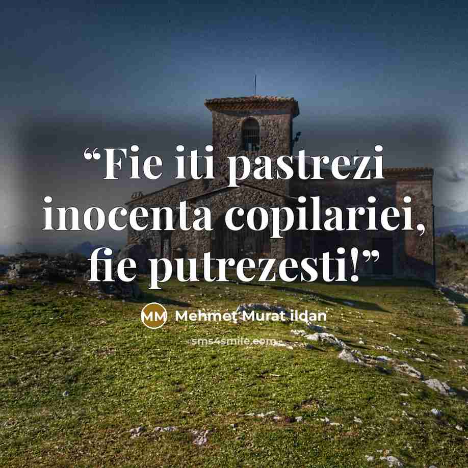 “Fie iti pastrezi inocenta copilariei, fie putrezesti!” quote by Mehmet Murat ildan
