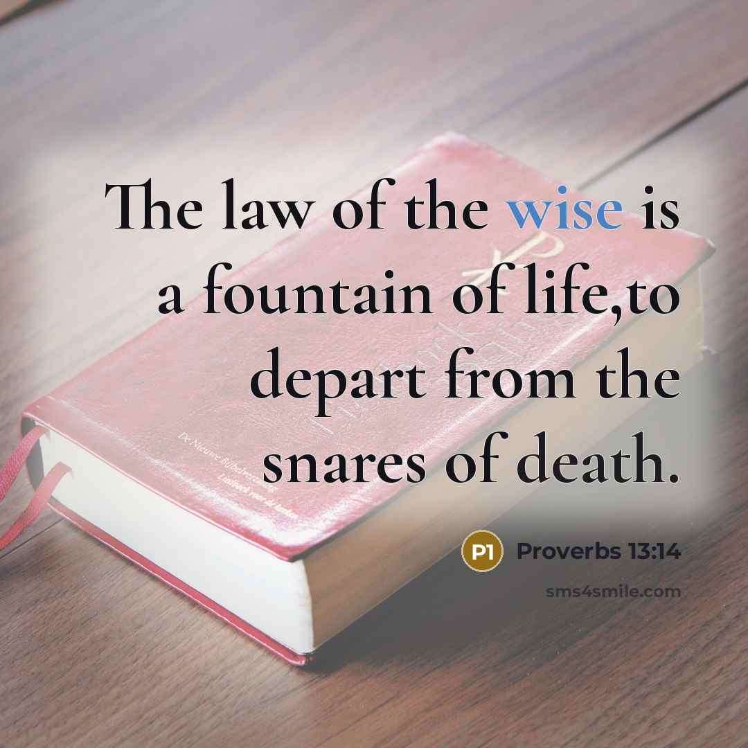 “The law of the wise is a fountain of life,to depart from the snares of death.” quote by Proverbs 13:14
