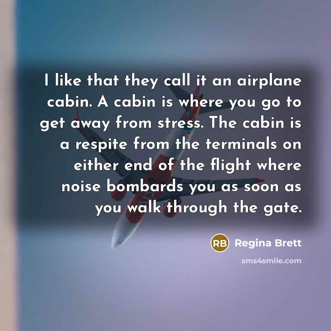 “I like that they call it an airplane cabin. A…” quote by Regina Brett