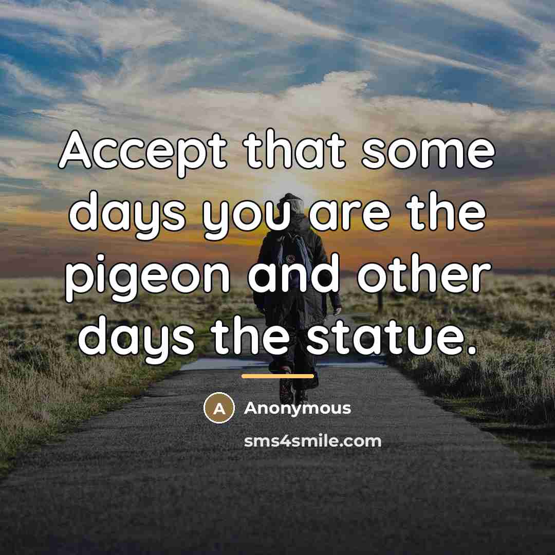 “Accept that some days you are the pigeon and other…” quote by Anonymous