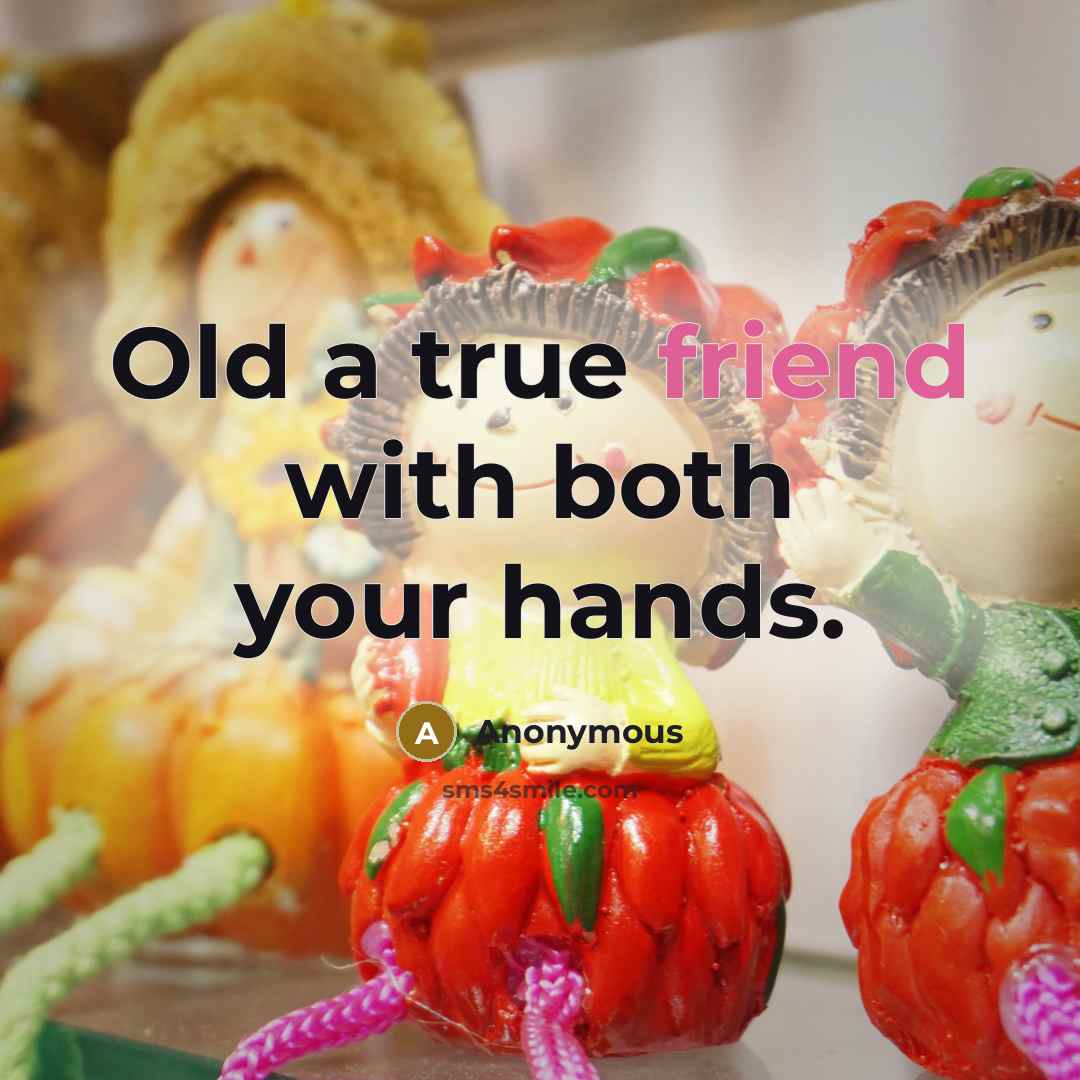 “Old a true friend with both your hands.…” quote by Anonymous