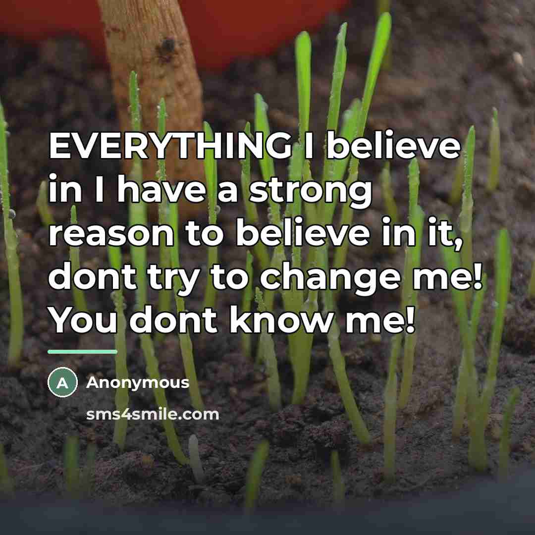 “EVERYTHING I believe in I have a strong reason to…” quote by Anonymous