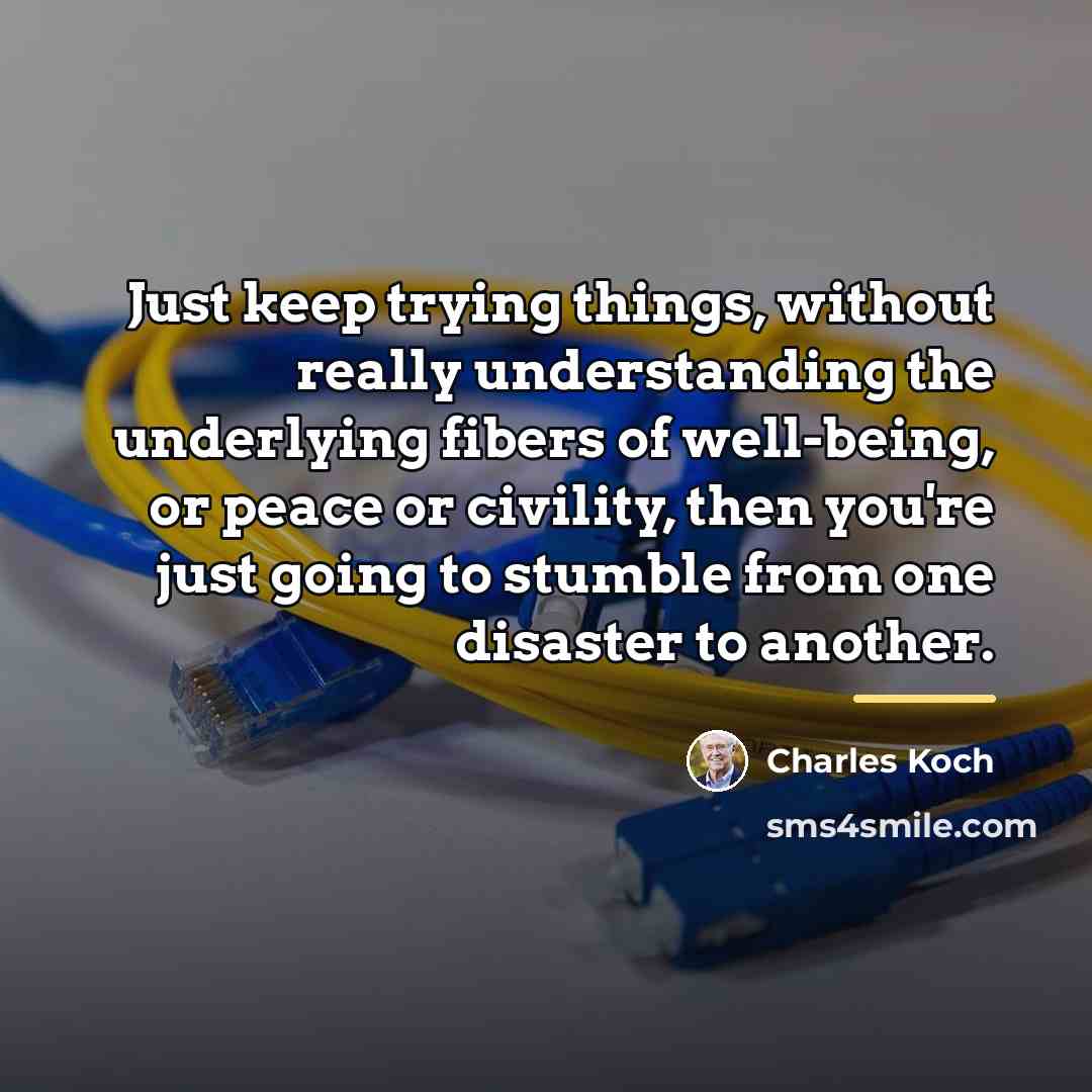 “Just keep trying things, without really understanding the underlying fibers…” quote by Charles Koch