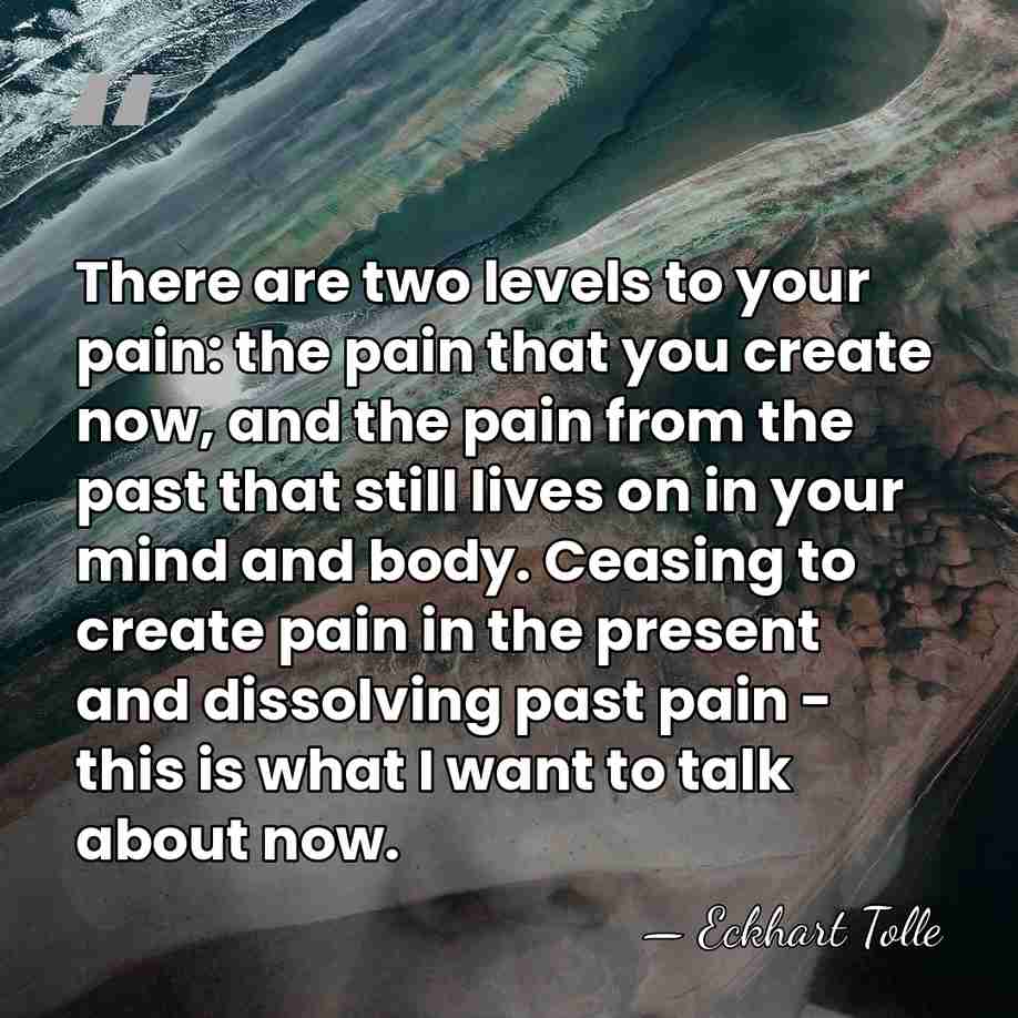 There are two levels to your pain: the pain that you create&hellip; - Eckhart Tolle