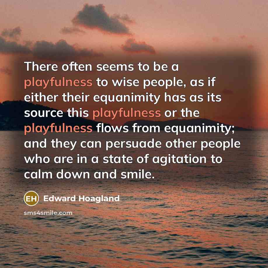 “There often seems to be a playfulness to wise people,…” quote by Edward Hoagland
