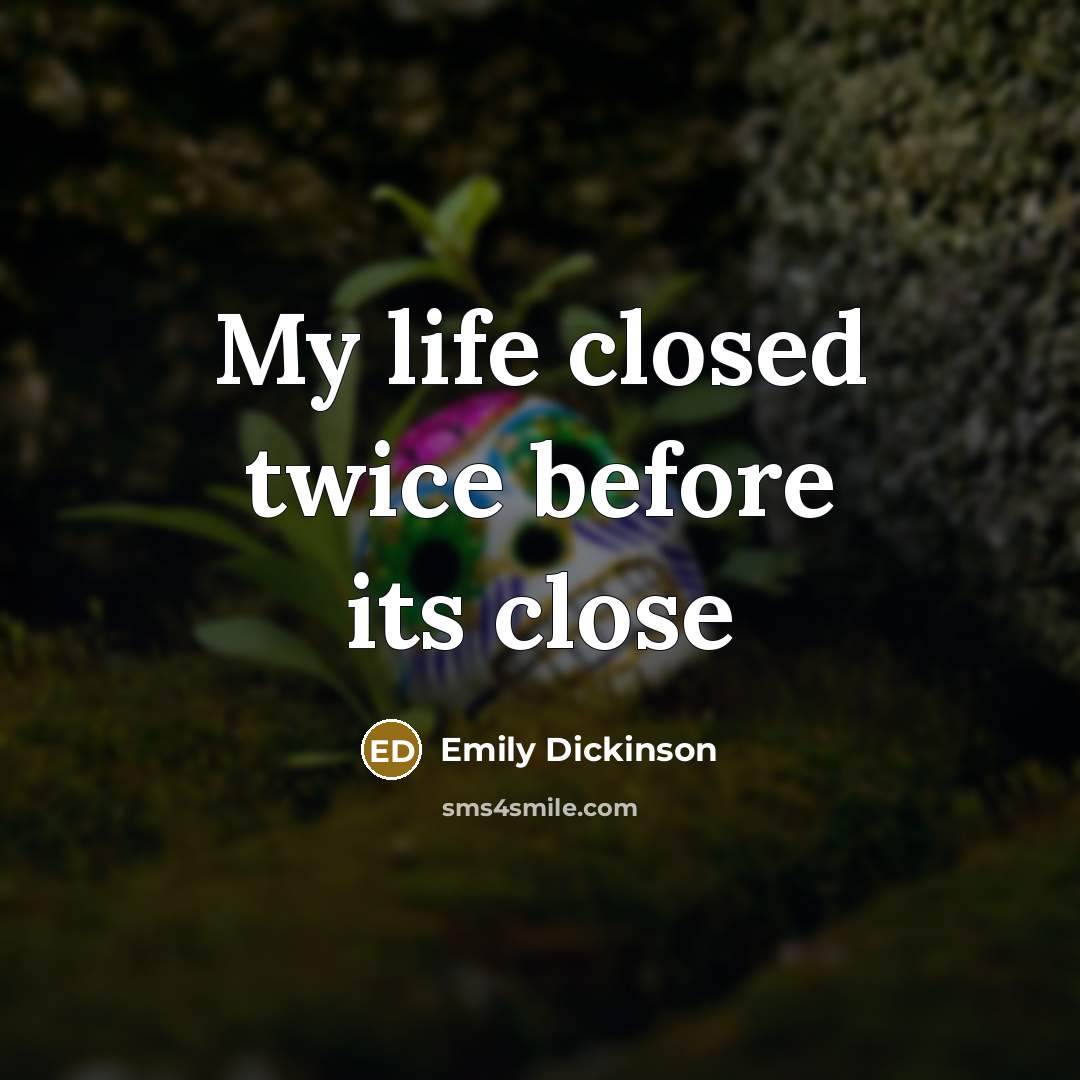 “My life closed twice before its close…” quote by Emily Dickinson