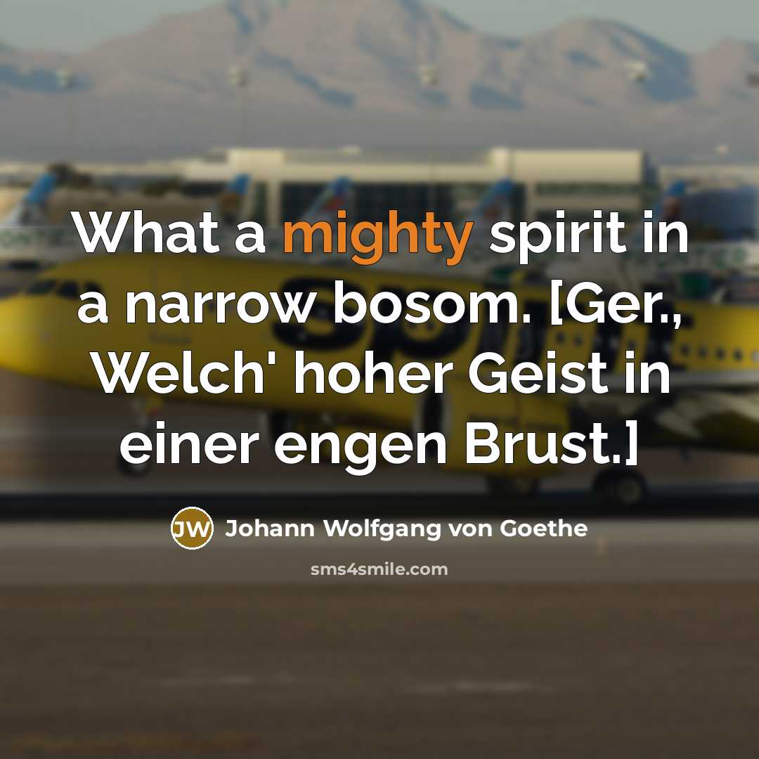 “What a mighty spirit in a narrow bosom. [Ger., Welch'…” quote by Johann Wolfgang von Goethe