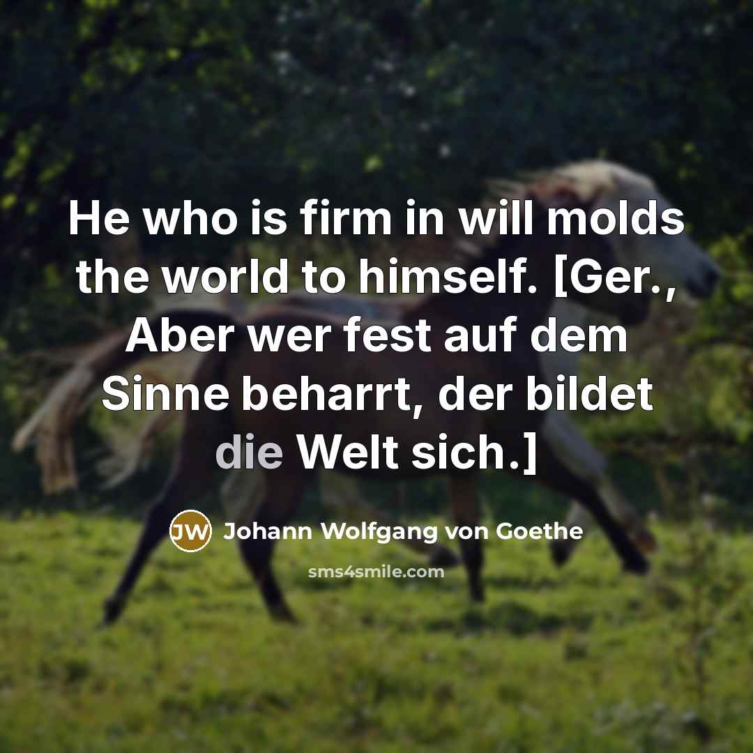 “He who is firm in will molds the world to…” quote by Johann Wolfgang von Goethe