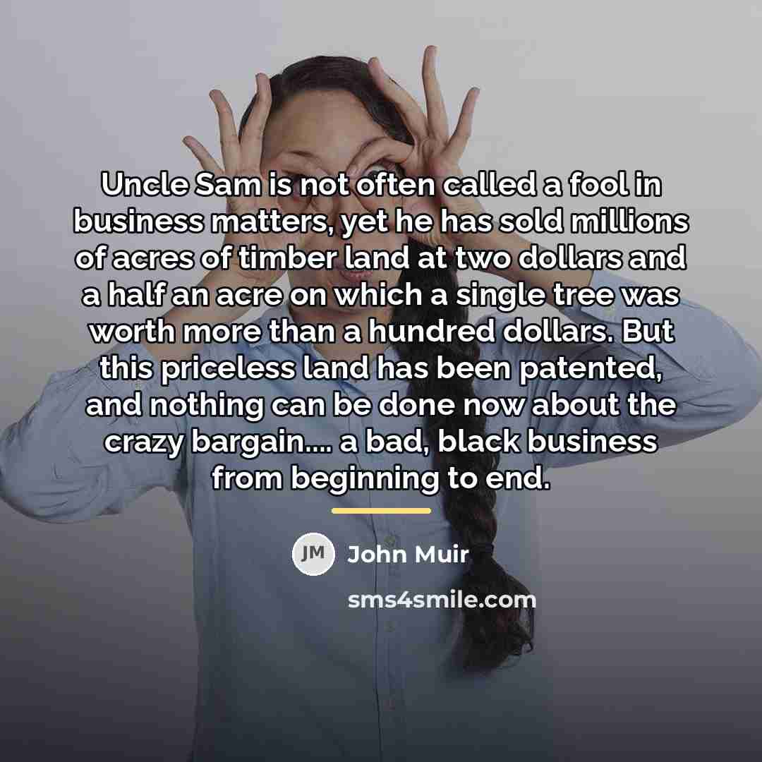 “Uncle Sam is not often called a fool in business…” quote by John Muir
