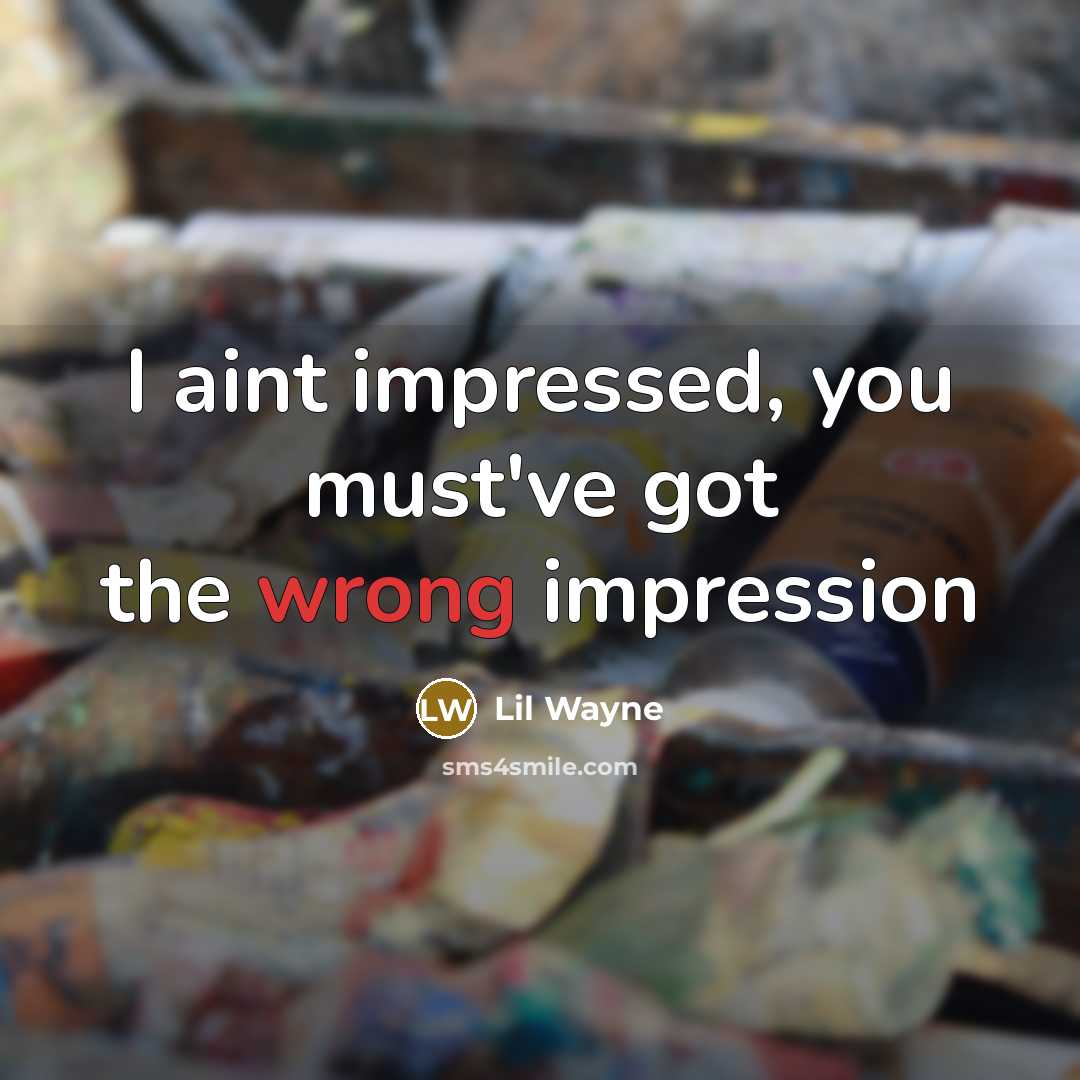 “I aint impressed, you must've got the wrong impression…” quote by Lil Wayne