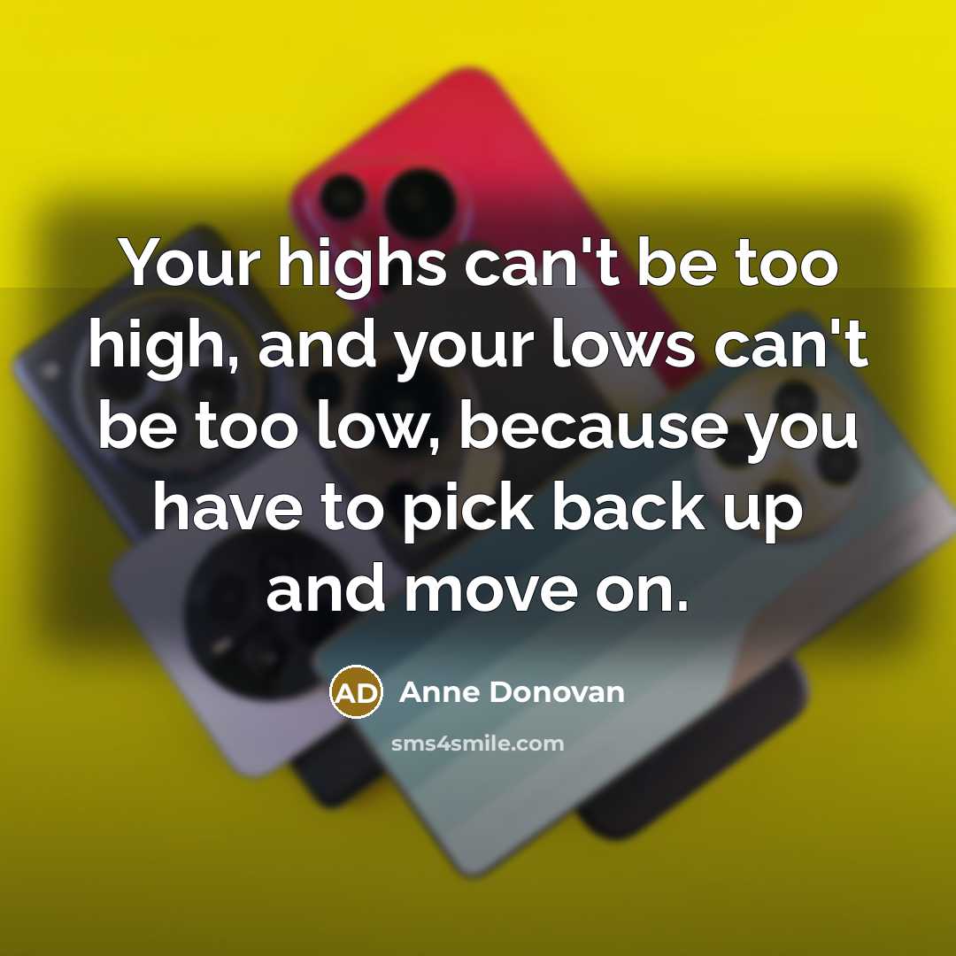 “Your highs can't be too high, and your lows can't…” quote by Anne Donovan