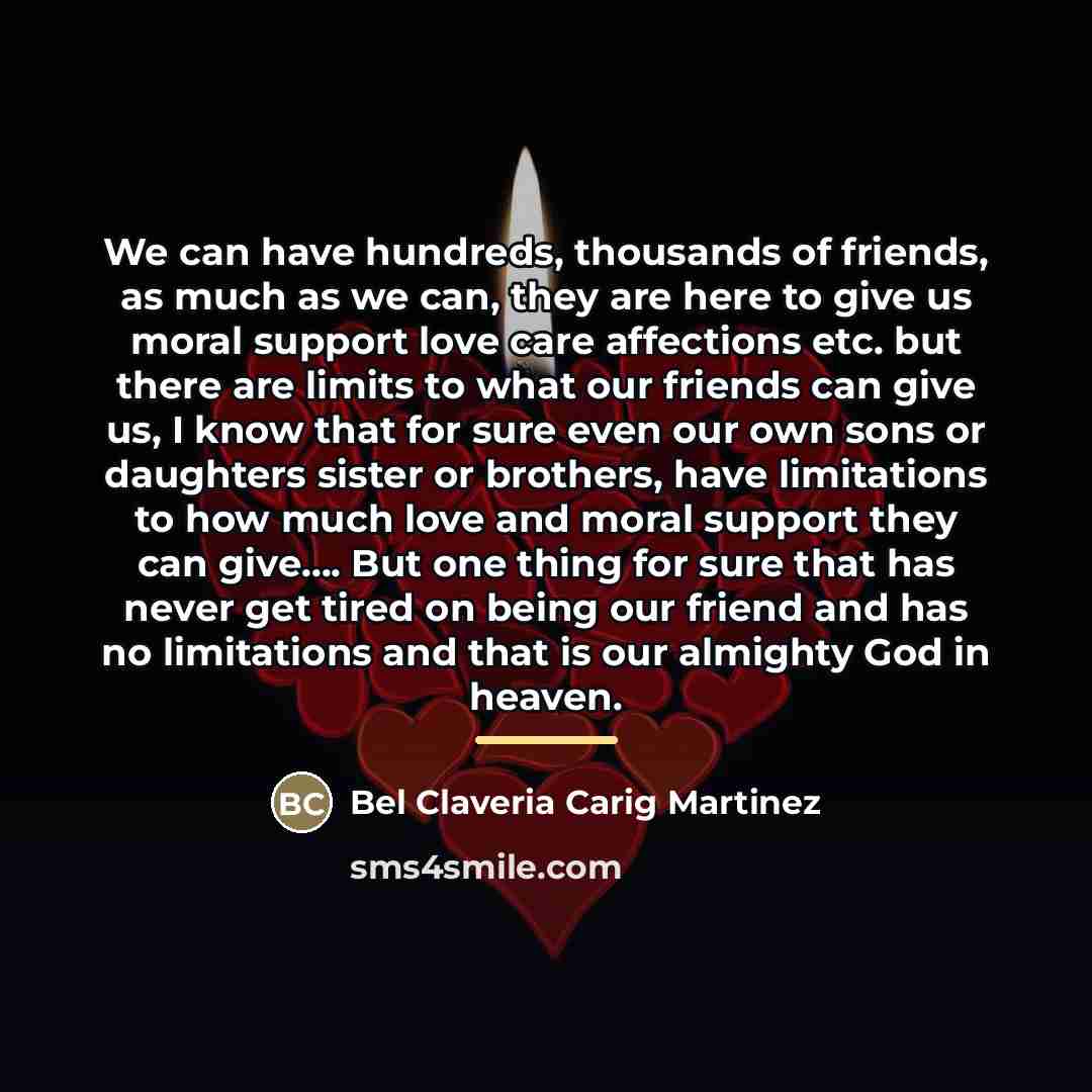 “We can have hundreds, thousands of friends, as much as…” quote by Bel Claveria Carig Martinez