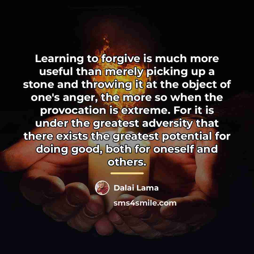 “Learning to forgive is much more useful than merely picking…” quote by Dalai Lama
