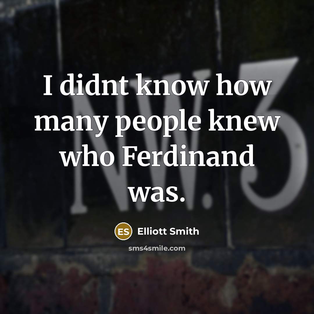 “I didnt know how many people knew who Ferdinand was.…” quote by Elliott Smith