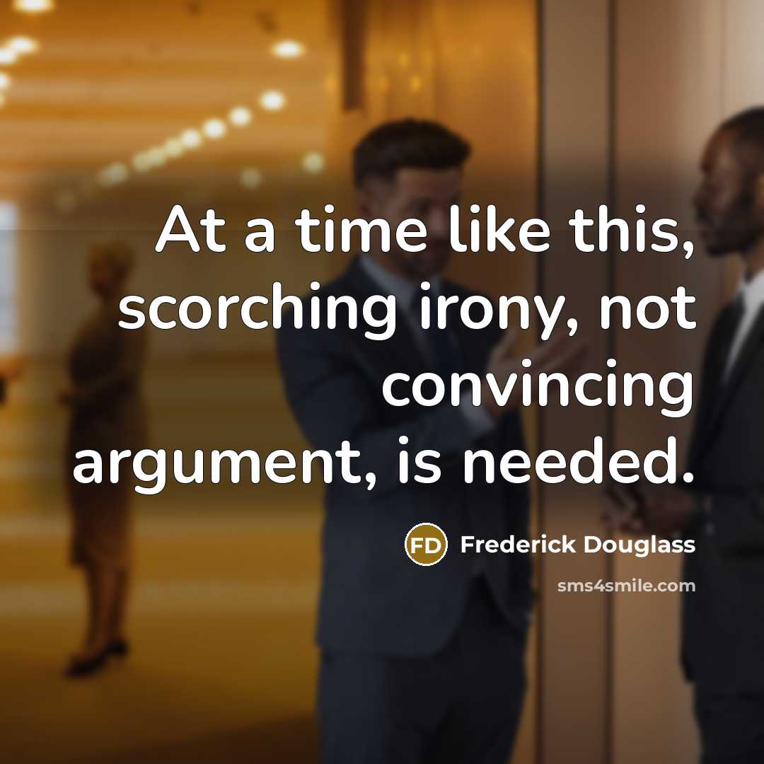 “At a time like this, scorching irony, not convincing argument,…” quote by Frederick Douglass
