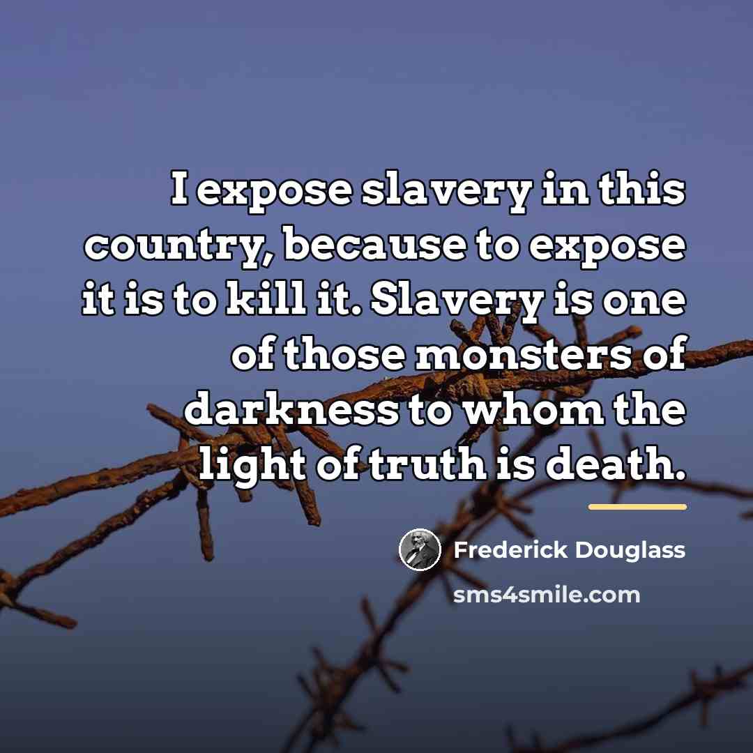 “I expose slavery in this country, because to expose it…” quote by Frederick Douglass