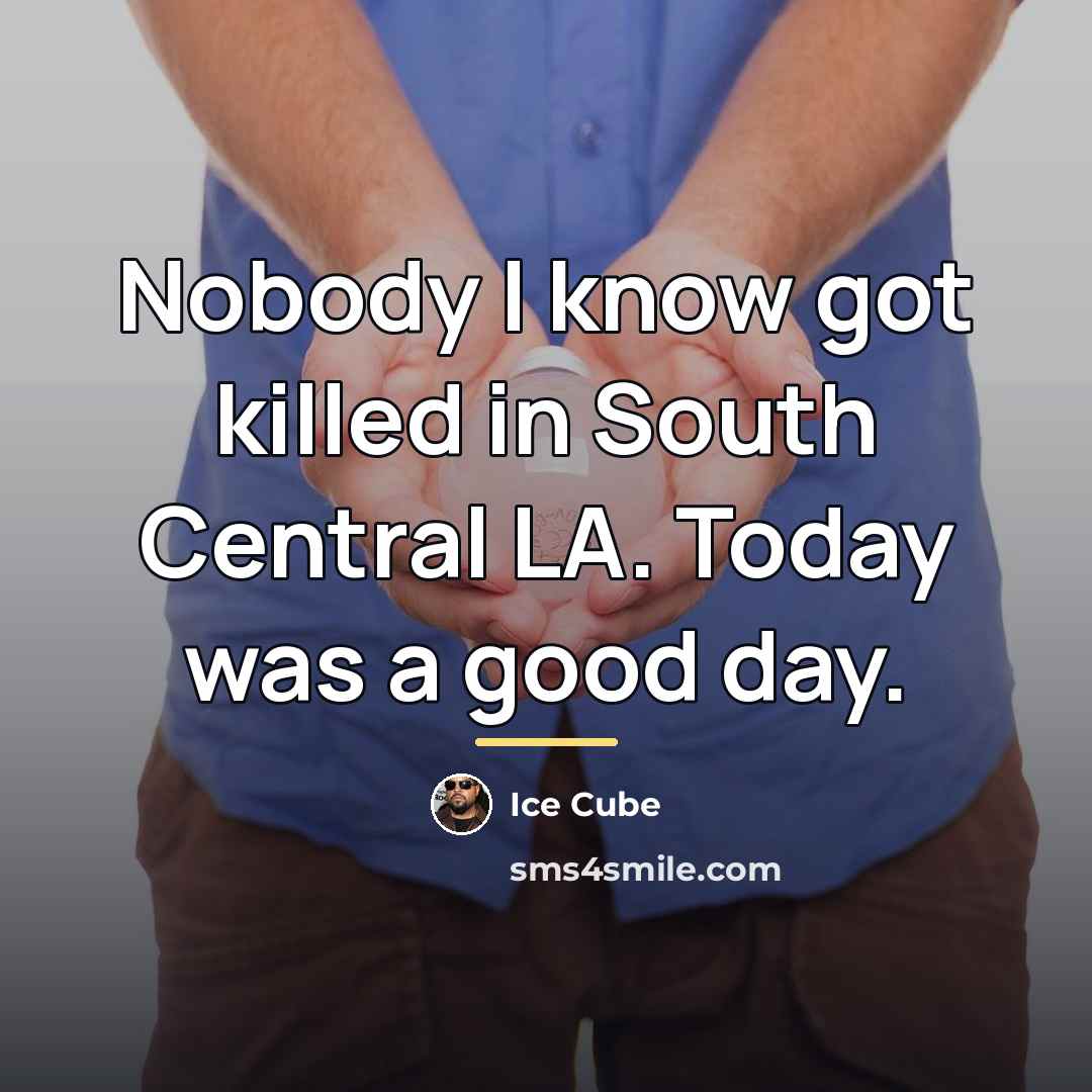 “Nobody I know got killed in South Central LA. Today…” quote by Ice Cube