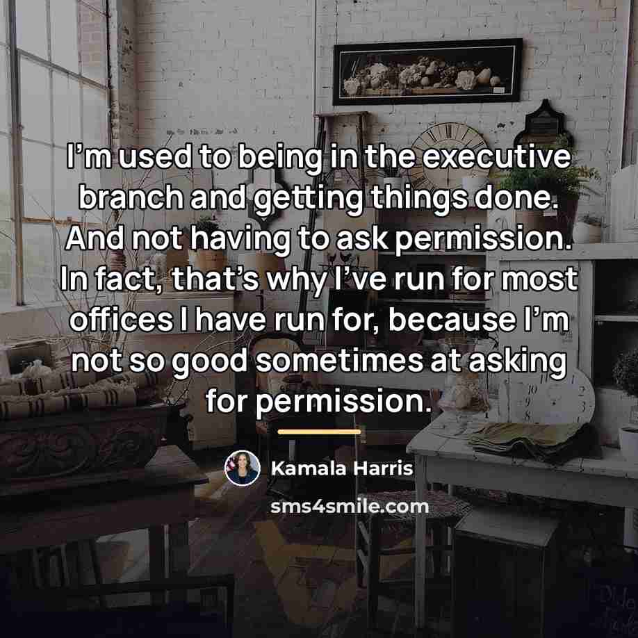 “I'm used to being in the executive branch and getting…” quote by Kamala Harris