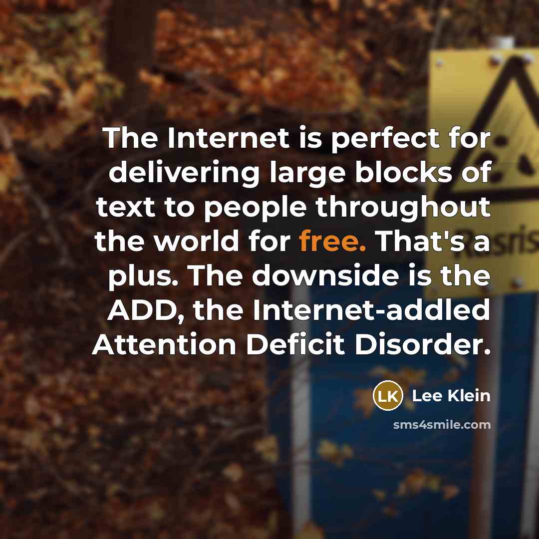 “The Internet is perfect for delivering large blocks of text…” quote by Lee Klein