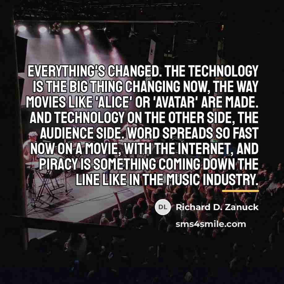 “Everything's changed. The technology is the big thing changing now,…” quote by Richard D. Zanuck